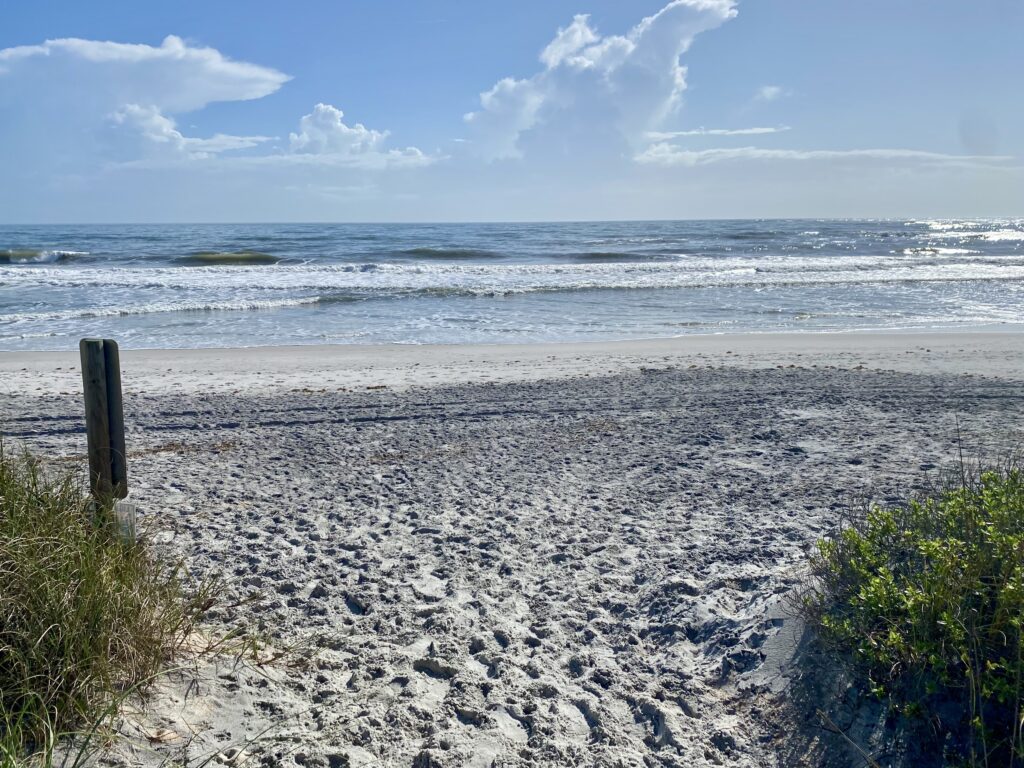 Oceanshore blue sky clean air Florida- Atlantic Ocean shoreline